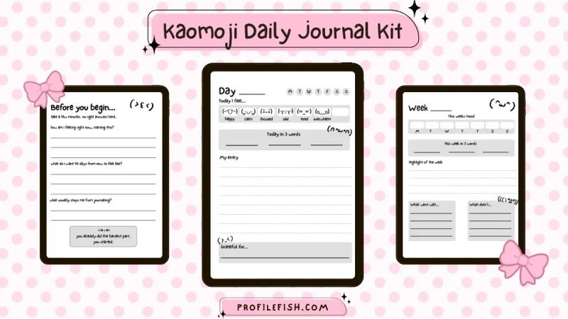 Kaomoji Daily Journal Kit, 50% off