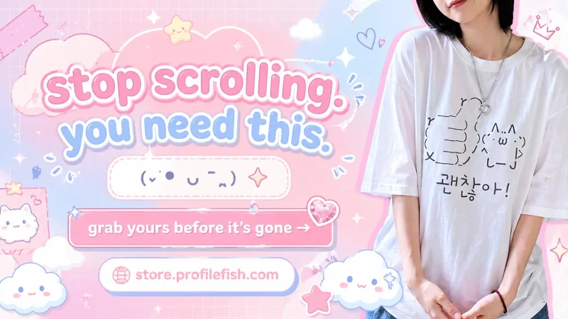 Shop cute kaomoji t-shirts at Profile Fish store